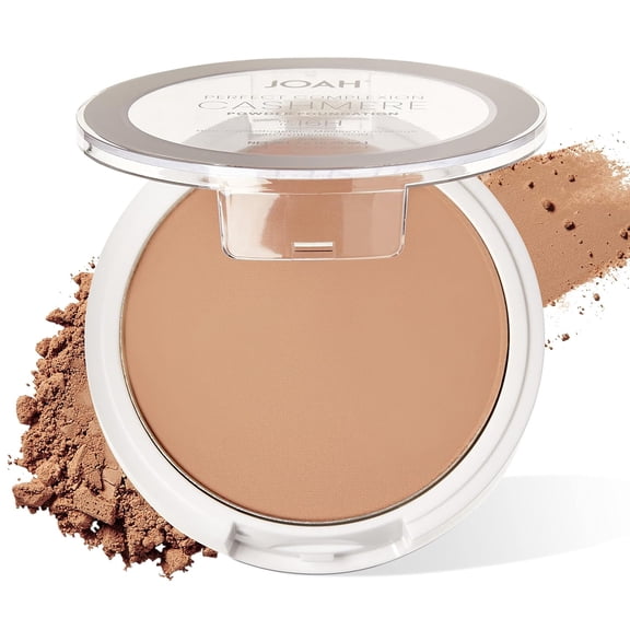 JOAH Perfect Complexion Cashmere Powder Foundation, Medium Face Coverage, Matte Finish, Korean Makeup, Compact Design For Oily & All Skin Types, 16 Hour Wear, Medium with Neutral Undertones