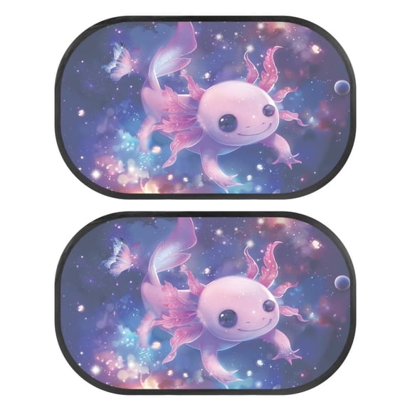 JOAIFO Axolotl Car Window Shades for Kids, 2 Pcs Galaxy Sunshade for Car Side Window, Universal Sun Glare and UV Rays Protection for Your Child, Sun Visor for Car, SUV, Sedan, Van, Truck