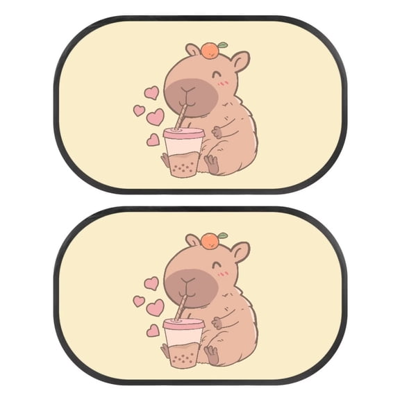 JOAIFO Capybara Car Sun Shade for Baby Kids 2 Pack Static Cling Side Window Rear Sunshades Universal Sun Glare and UV Rays Protection, Easy to Install and Removable