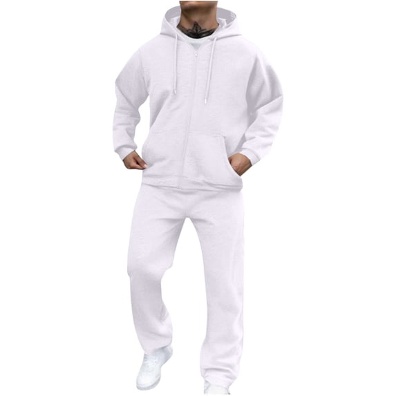 JOANKDMI 2 Piece Mens Tracksuits Outfits Full Zip Up Hoodie and Comfort Sweatpants Matching Lounge Sets Casual Athletic Sweatsuits for Gym Workout Everyday Wear