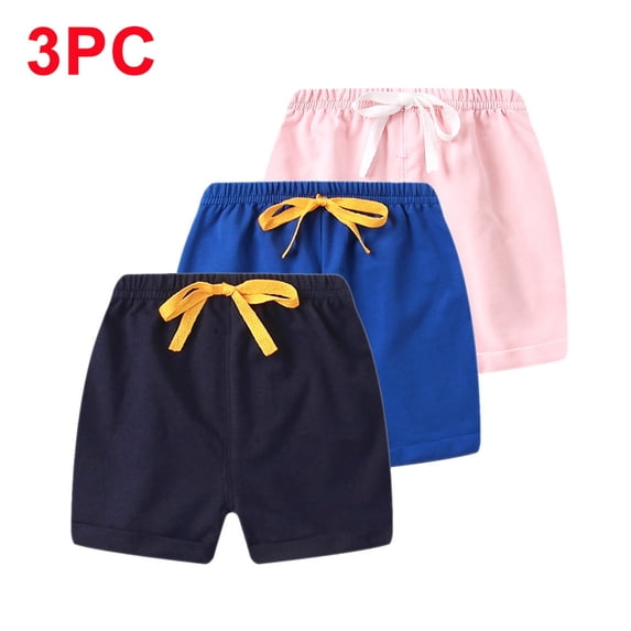 JOANKDMI 3-Pack Toddler Girls Casual Shorts Kids Summer Elastic Waist Play Shorts with Cute Ribbon Bowknot Lightweight Lounge Clothes for Little Girls Daily Wear