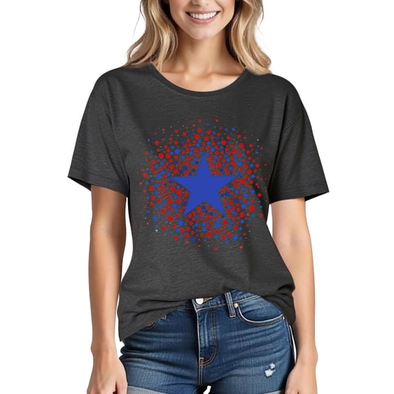 JOANKDMI 4th of July Shirts for Women Cotton American Flag Independence Day Patriotic Comfy T Shirts Holiday Festival Memorial Day Tops