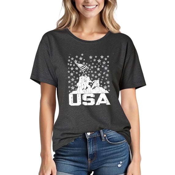 JOANKDMI 4th of July Shirts for Women Cotton American Flag Independence Day Patriotic Comfy T Shirts Holiday Festival Memorial Day Tops