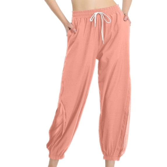JOANKDMI Athleta Pants Women Basketball Running Drawstring Straight Leg Breathable Quick Dry Bottoms Elastic Waisted Joggers Sports Active Workout Trousers