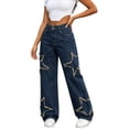 thumbnail image 1 of JOANKDMI Baggy Jeans for Women Y2K Streetwear High Waisted Wide Leg Denim Pants Distressed Star Patchwork Vintage Casual Loose Fit Trousers Fashion Aesthetic, 1 of 8