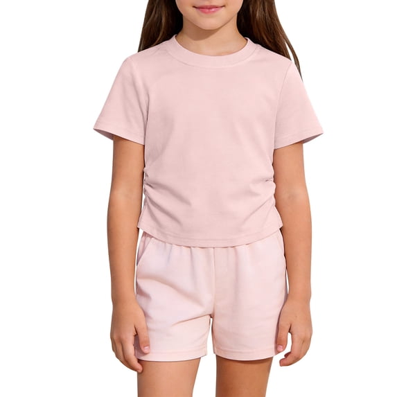 JOANKDMI Basic Short Sleeve T Shirts Girls 3T Casual Solid Plain Crewneck Summer Tee Tops Soft Breathable Playwear Clothes Classic Everyday Daily Wear Outfit