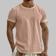 thumbnail image 1 of JOANKDMI Casual T-Shirts for Men Short Sleeve Crewneck Contrast Trim Tops Ringer Tee Textured Lightweight Basic Athletic Gym Everyday Wear Pullover Streetwear, S-3XL, 1 of 5