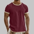 thumbnail image 1 of JOANKDMI Casual T-Shirts for Men Short Sleeve Crewneck Contrast Trim Tops Ringer Tee Textured Lightweight Basic Athletic Gym Everyday Wear Pullover Streetwear, S-3XL, 1 of 5