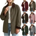 thumbnail image 1 of JOANKDMI Fall Jackets Women Corduroy Lapel Button Down Chore Barn Jacket Lightweight Casual Long Sleeve Winter Outerwear with Pockets, 1 of 9