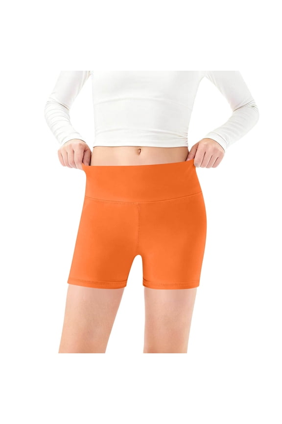 Girls Athletic Shorts Teen High Waisted Tummy Control Workout Activewear Spandex Stretchy Biker Shorts for Gymnastics Dance Cheer Gym Volleyball Yoga Fitness