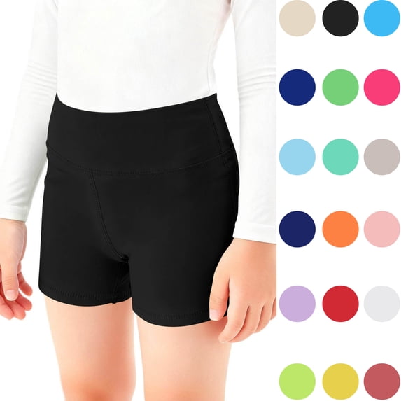 JOANKDMI Girls Athletic Shorts Teen High Waisted Tummy Control Workout Activewear Spandex Stretchy Biker Shorts for Gymnastics Dance Cheer Gym Volleyball Yoga Fitness
