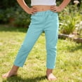 thumbnail image 1 of JOANKDMI Girls Casual Pants Elastic Waist Solid Pattern Twill Trousers with Front Pockets Lightweight Breathable Everyday Bottoms for School Play Active Wear, 4-5, 1 of 9