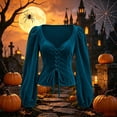 thumbnail image 1 of JOANKDMI Gothic Vampire Lace-Up Corset Top Women Elegant Puff Long Sleeve Sweetheart Neckline Blouse for Roleplay Renaissance Fair Halloween Costume Outfit, 1 of 9