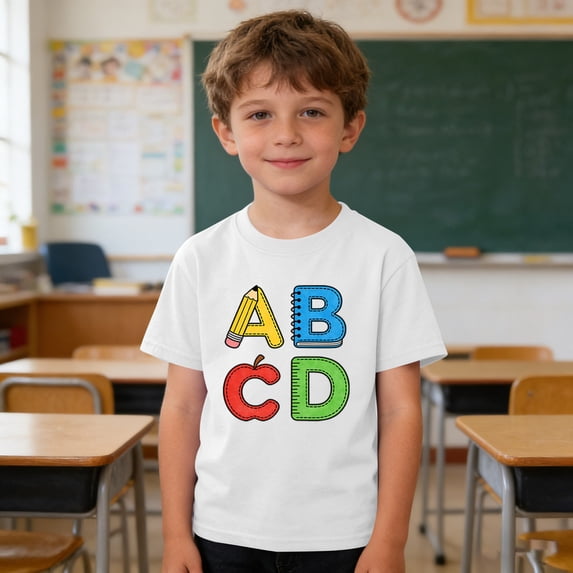 JOANKDMI Graphic T Shirts Girls 7-8 Short Sleeve Casual Tees Cute Alphabet Print Summer Tops Toddler Back to School Clothes Everyday Wear Basic Lightweight Playwear