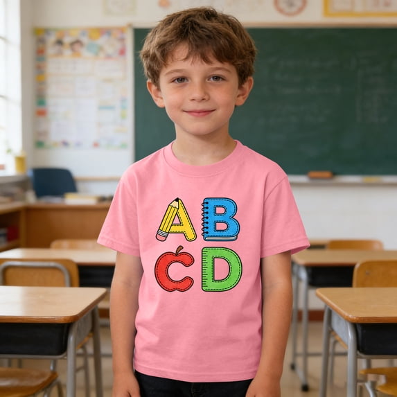 JOANKDMI Graphic T Shirts Girls 7-8 Short Sleeve Casual Tees Cute Alphabet Print Summer Tops Toddler Back to School Clothes Everyday Wear Basic Lightweight Playwear
