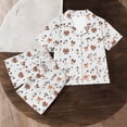 thumbnail image 1 of JOANKDMI Kids Girls 2 Piece Sleepwear Set Halloween Ghost Pattern Short Sleeve Button Down Pajamas Tagless Breathable Soft Lounge Wear for Pajama Party, 5Y-14Y, 1 of 7