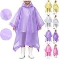 thumbnail image 1 of JOANKDMI Kids Reusable Rain Poncho Girls Waterproof Lightweight EVA Cape Raincoat with Hood and Side Snaps for Theme Park School Travel Emergency Rain Gear, 1 of 8