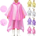 thumbnail image 1 of JOANKDMI Kids Reusable Rain Poncho Girls Waterproof Lightweight EVA Cape Raincoat with Hood and Side Snaps for Theme Park School Travel Emergency Rain Gear, 1 of 8