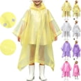 thumbnail image 1 of JOANKDMI Kids Reusable Rain Poncho Girls Waterproof Lightweight EVA Cape Raincoat with Hood and Side Snaps for Theme Park School Travel Emergency Rain Gear, 1 of 8