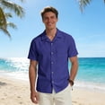 thumbnail image 1 of JOANKDMI Linen Beach Shirts for Men Short Sleeve Button Up Casual Summer Tops Breathable Cuban Collar Holiday Vacation Shirts with Pocket Relaxed Fit, S-3XL, 1 of 7