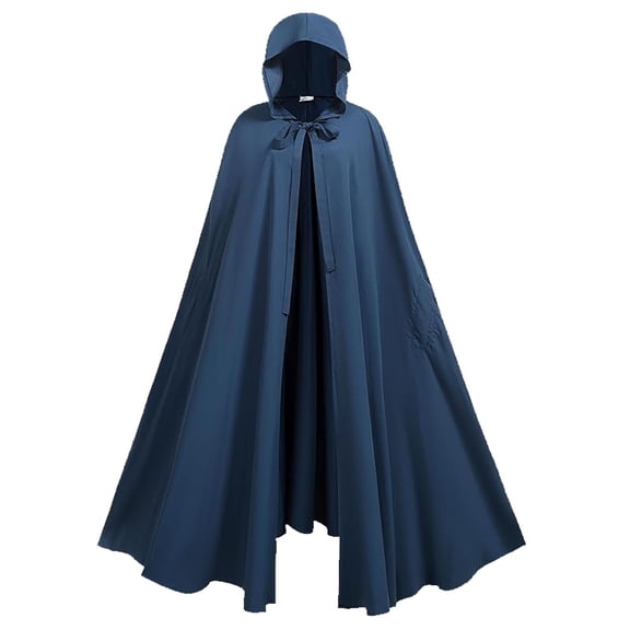 JOANKDMI Men Magic Wizard Hooded Cloak Long Cape Robe for Spooky Halloween Party Medieval Sorcerer Fancy Dress Up Outfit Unisex Apparel