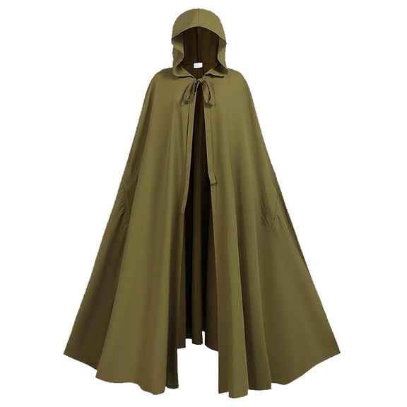 JOANKDMI Men Magic Wizard Hooded Cloak Long Cape Robe for Spooky Halloween Party Medieval Sorcerer Fancy Dress Up Outfit Unisex Apparel