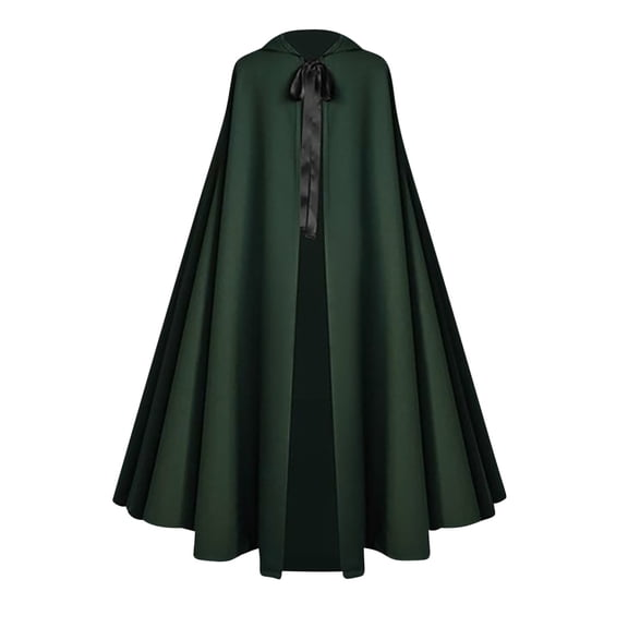 JOANKDMI Men Mysterious Hooded Cape Phantom Costume Full Length for Spooky Roleplay Pagan Wicca Cloak for Halloween Carnival Party Dark Priest Dress Up Robe Novelty Apparel