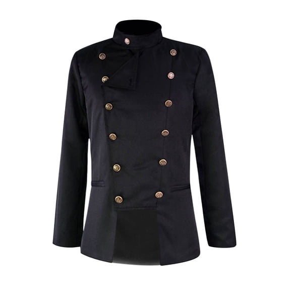 JOANKDMI Men's Victorian Aristocrat Jacket Double Breasted Tailcoat Gothic Steampunk for Classic Vampire Noble Role Play and Creepy Haunting Halloween Suit