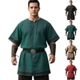 thumbnail image 1 of JOANKDMI Mens Medieval Tunic Shirt Short Sleeve Renaissance Viking Costume Lace-Up V-Neck Pirate Top Retro Peasant Blouse for Halloween LARP Cosplay Festival, S-5XL, 1 of 6