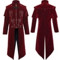 thumbnail image 1 of JOANKDMI Mens Steampunk Jacket Gothic Vampire Embroidered Victorian Aristocrat Long Coat for Mystic Nobleman Fancy Dress Up Halloween Suit, 1 of 9