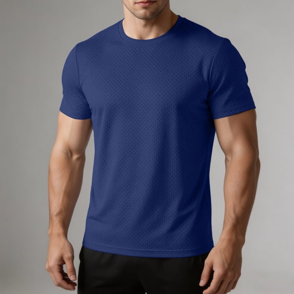 JOANKDMI Mesh Workout Shirts for Men Short Sleeve Gym Athletic Tees Moisture Wicking Quick Dry Bodybuilding Muscle Tops Breathable Activewear for Running Fitness Sports
