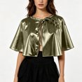 thumbnail image 1 of JOANKDMI Metallic Shiny Capelet for Women Short Cloak Tie Front Shrug Costume Accessories for Halloween Party Mermaid Alien Disco Festival Fancy Dress Up, 1 of 5