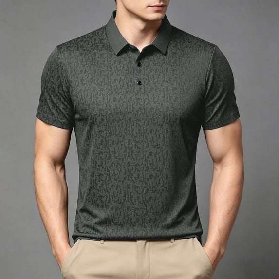JOANKDMI Patterned Shirts for Men Short Sleeve Casual Golf Tops Lightweight Breathable Classic Fit Button Down Tennis Shirts Everyday Workwear, M-4XL