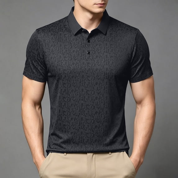 JOANKDMI Patterned Shirts for Men Short Sleeve Casual Golf Tops Lightweight Breathable Classic Fit Button Down Tennis Shirts Everyday Workwear, M-4XL