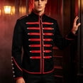 thumbnail image 1 of JOANKDMI Steampunk Military Jacket for Men Gothic Victorian Drummer Coat Stand Collar Long Sleeve Marching Band Uniform Halloween Party Costume Vintage Outwear, 1 of 8