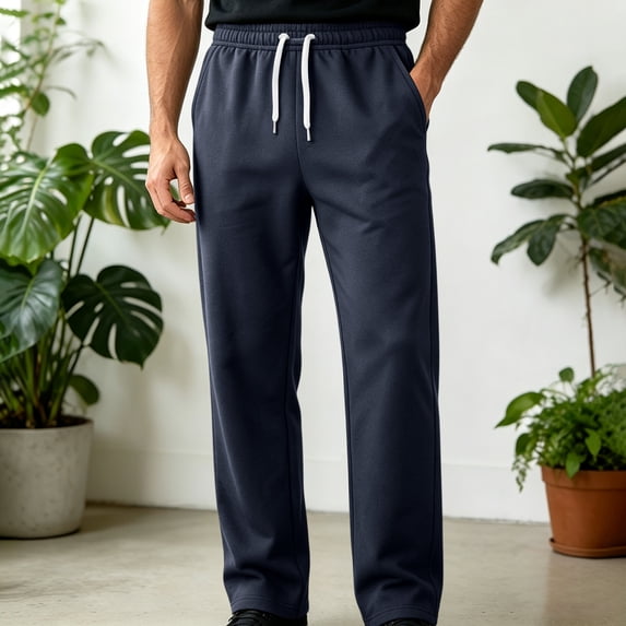 JOANKDMI Straight Leg Sweatpants for Men Plus Size Open Bottom Athletic Pants with Pockets Drawstring Casual Lounge Trousers,XS-4XL