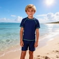 thumbnail image 1 of JOANKDMI Sun Protection Shirts Boys 11-12 Short Sleeve UPF Contrast Stitching Swimwear Rash Guard Swim Athletic Beach Surfing Bathing Suit Tops Water Sports, 1 of 9