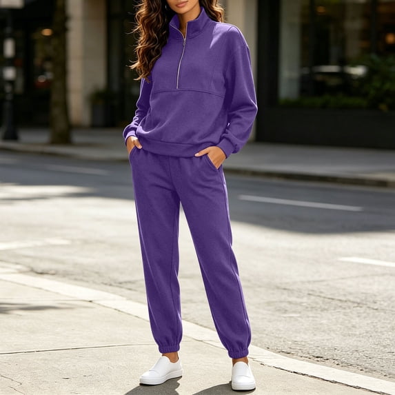 JOANKDMI Sweatsuits Women 2 piece Outfit Casual Zip Up Hoodie Sweatshirt and Long Jogger Pants Set Oversized Tracksuit Fall Lounge Activewear Streetwear