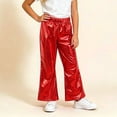 thumbnail image 1 of JOANKDMI Teen Girls Faux Leather Flare Pants Size 12-13 High Waisted Shiny Metallic Bell Bottoms Elastic Waist Flattering Trousers for Dance Party Rave Clubwear Retro Style, 1 of 5