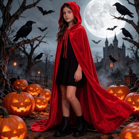 JOANKDMI Toddler Boys Girls Velvet Hooded Cloak Cape Full Length Renaissance Costume Vintage Gothic Robe for Halloween Cosplay Role Play Dress Up Party Steampunk Outfit