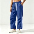 thumbnail image 1 of JOANKDMI Track Pants for Women with Side Stripe High Waisted Drawstring Loose Fit Casual Workout Running Trousers, 1 of 5