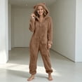 thumbnail image 1 of JOANKDMI Tween Girls Fleece Size 11-12 Onesie Pajamas with Cute Ears Hood Zipper Front Fuzzy Warm Sleepwear Fluffy One Piece Jumpsuit for Winter Lounge Home Casual Nightwear, 1 of 7