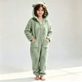 thumbnail image 1 of JOANKDMI Tween Girls Fuzzy Fleece Size 11-12 Onesie Pajamas with Cute Ears Hood and Pockets Zipper One Piece Jumpsuit Warm Fluffy Sleepwear for Winter Lounge Homewear, 1 of 7