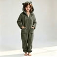 thumbnail image 1 of JOANKDMI Tween Girls Fuzzy Fleece Size 11-12 Onesie Pajamas with Cute Ears Hood and Pockets Zipper One Piece Jumpsuit Warm Fluffy Sleepwear for Winter Lounge Homewear, 1 of 7