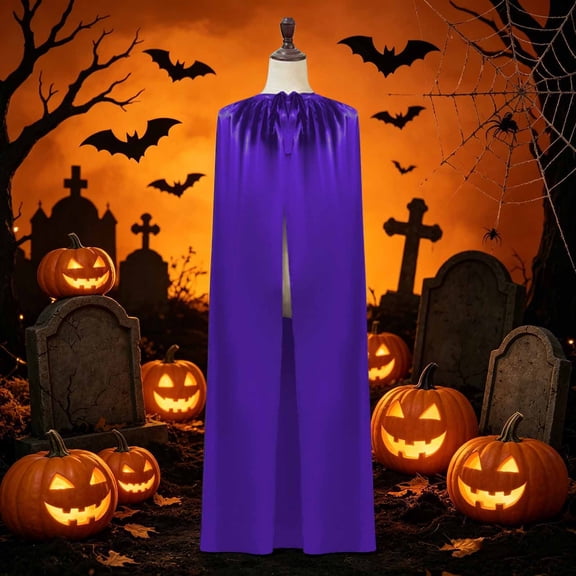 JOANKDMI Unisex Halloween Cape Hooded Long Cloak Solid Satin-Like Role Play Robe for Vampire Witch Costume Party Role Play Outfit Accessories