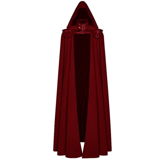 JOANKDMI Unisex Halloween Cloak with Hood Medieval Renaissance Gothic Cape Vampire Wicca Pagan Costume Full Length Hooded Robe for Men Women Party Dress Up