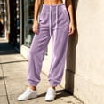 thumbnail image 1 of JOANKDMI Velour Joggers for Women Sweatpants Buttery Soft Thermal Baggy Tapered Cuffed Ankle Elastic Drawstring Waist with Pockets for Winter Lounge Athletic Track Pants, 1 of 7