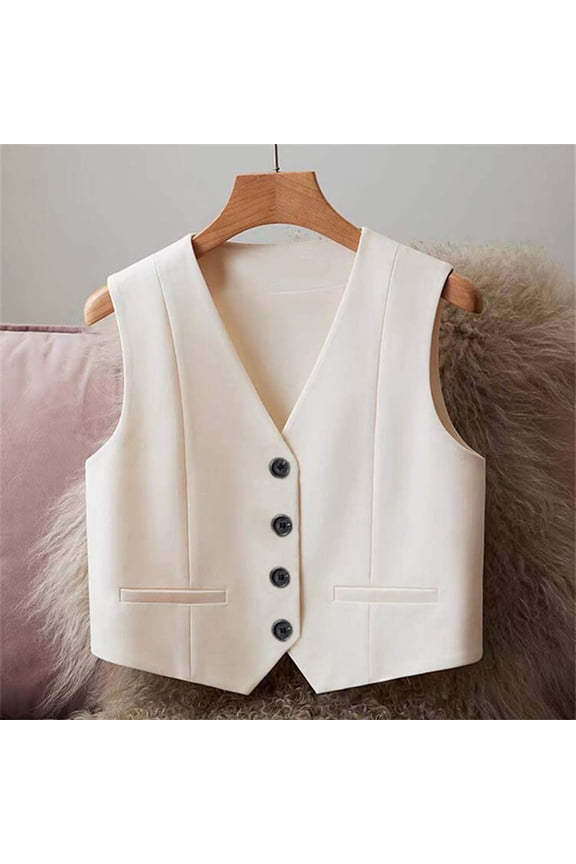 Waistcoat for Women Dress Vest Sleeveless Suit Button Down V Neck Tailored Vintage Formal Office Wear Casual Layering Top for Work Business Steampunk
