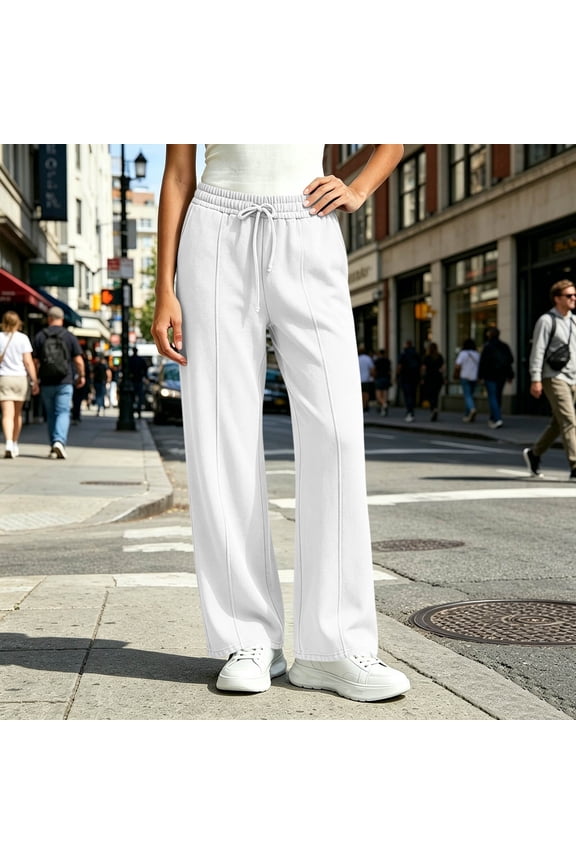 Wide Leg Sweatpants Women High Waisted Athletic Lounge Pants Loose Fit Workout Joggers with Drawstring Front Seam for Yoga Casual Running Everyday Wear