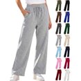 thumbnail image 1 of JOANKDMI Wide Leg Sweatpants Women with Pockets High Waisted Relaxed Fit Open Bottom Elastic Drawstring Waist Comfy Yoga Athletic Track Pants Workout Sweatpants Women, L-3XL, 1 of 7